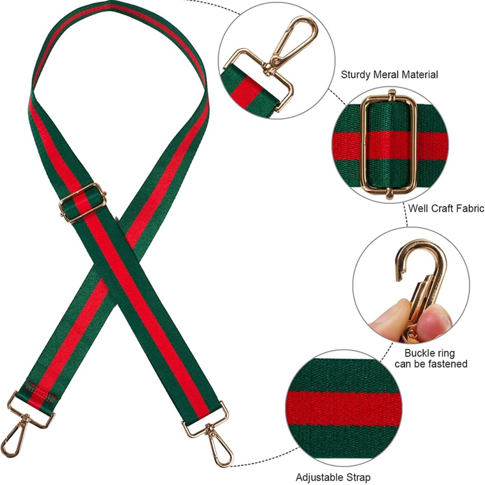 Red green web canvas crossbody strap